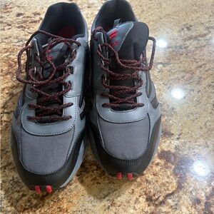 Fila Gray and Black Athletic and Hiking Shoes with Red Accents